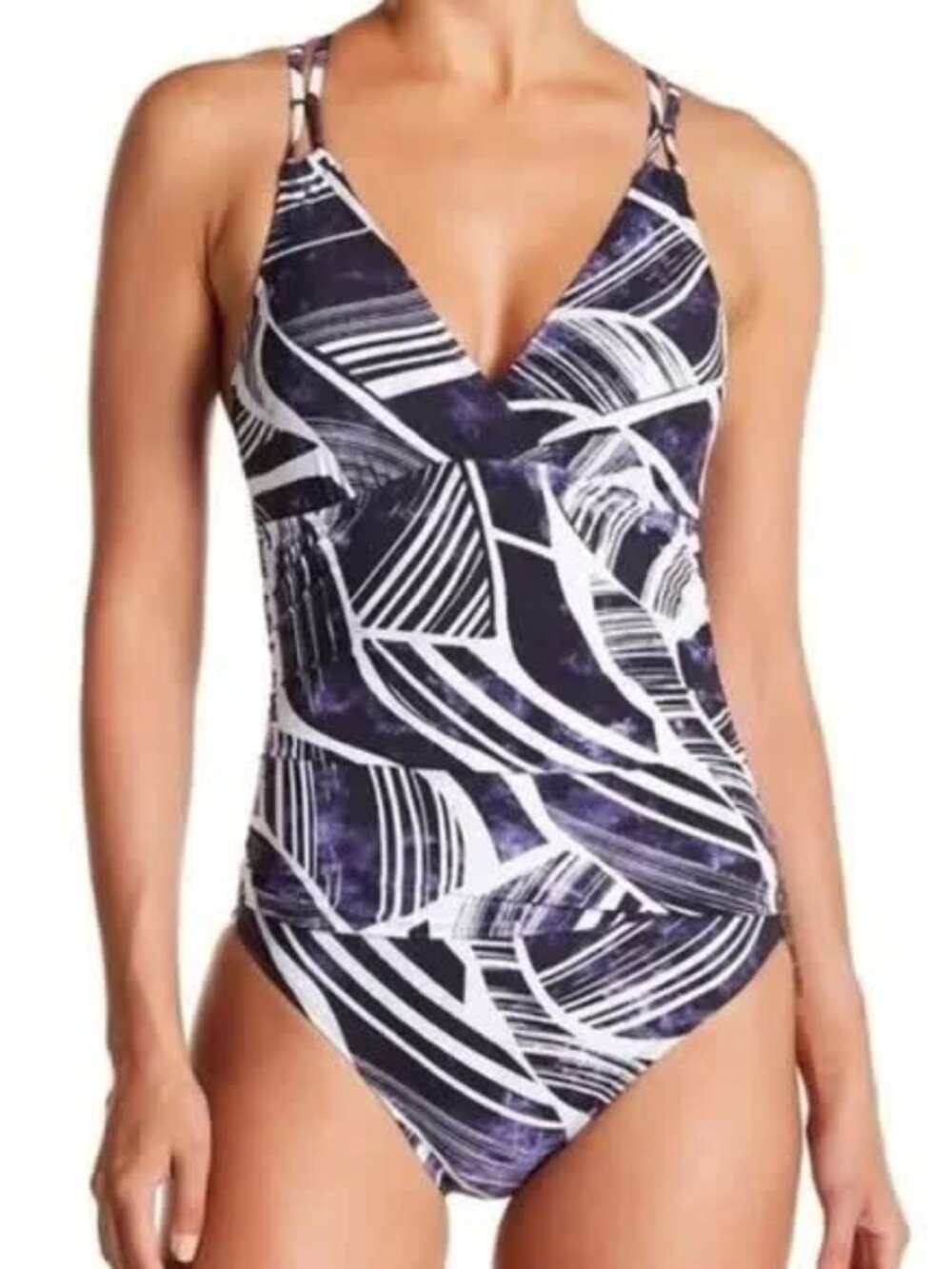 La Blanca Women's Bali Hai Surplice Mio One Piece Swimsuit Size 8